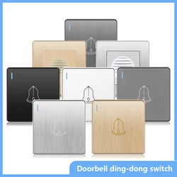 Wall Doorbell Switch Reset Push Button Wire drawing Panel,EU/UK/US/Standard Home hotel doorbell Automatic reset button switch 86