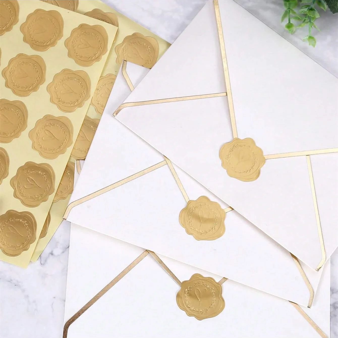 100 Stück goldgeprägte Wachssiegel-Umschlagstäbchen, Ersatz für Wachssiegel, für Grußkarten, Geschenkdekoration – Detail 11