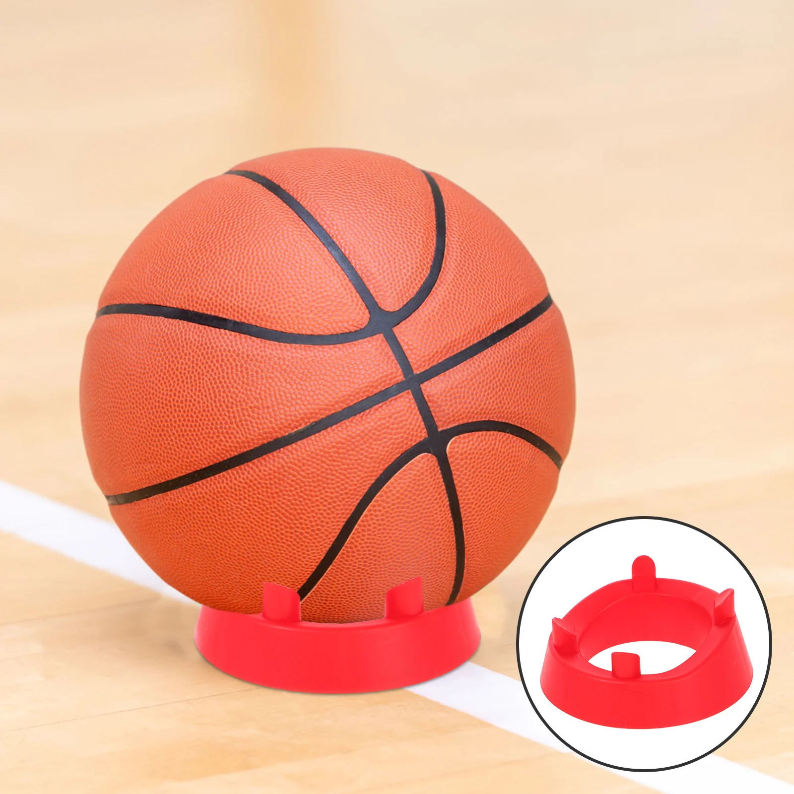 

4Pcs Red Sports Ball Display Stand Plastic Basketball Football Volleyball Holder Memorabilia Pedestal Rack Vertical Ball Racks