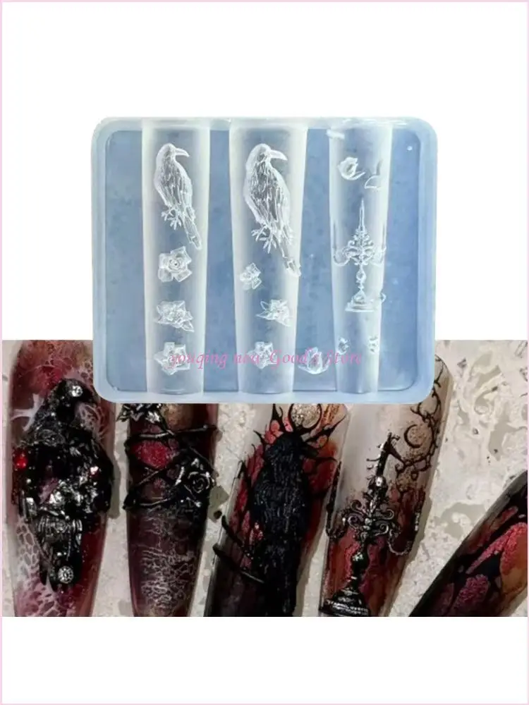 

57QA Art Supplies Crow Rose Candelabra Silicone Mould for Custom Charm