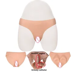 Silicone Underwear Crossdressing Pants Realistic Pussy Labia Fake Vagina Pants Hide Penis For Shemale Crossdresser Transgender