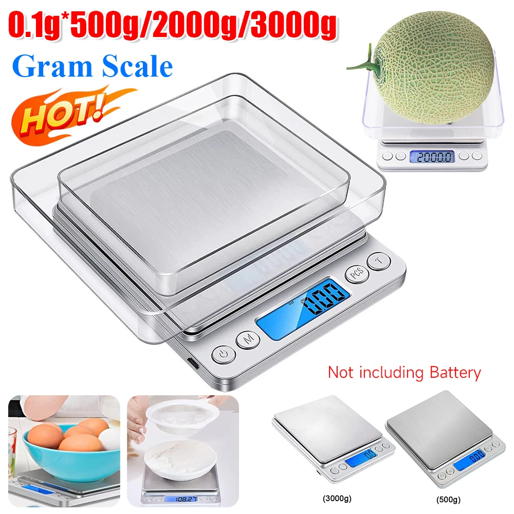 0.5/2/3kgX 0.1g USB/Chargable Digital Kitchen Scale High Accuracy Mini Stainless Steel Scale Electronic Gram Scale Kitchen Gadge