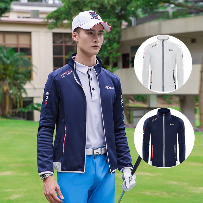 

TTYGJ Male Leisure Golf Jacket Plus Velvet Warm Men Windbreaker Zip Comfortable Wears Winter Windproof Athletic Coat Functional