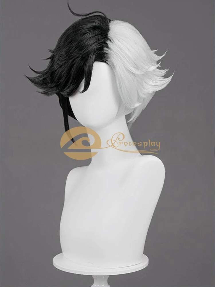 Luna Cos Snow Cosplay Wig Black White Short Hair Accessories Seol Heee Cos Wig for Women Adult C09342
