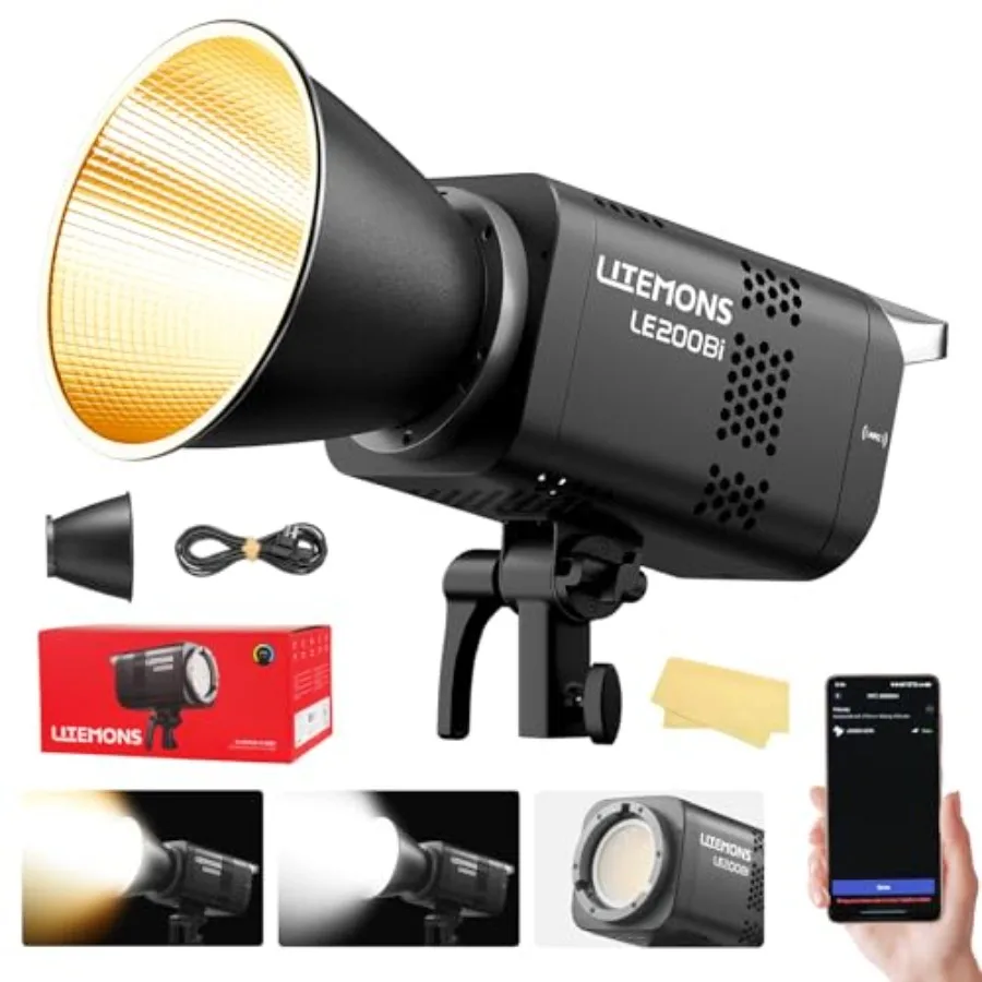

【New model】Litemons LE200Bi 220W Bi Color COB LED Video Light Professional Bowens Mount Studio Continuous Photography Lighting