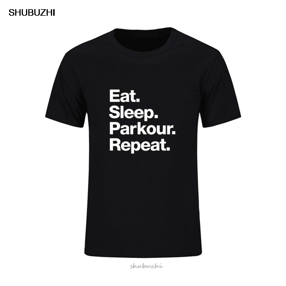 New Summer Premium T-shirt Cotton Tops Tees Eat Sleep Parkour 80s Men Short Sleeve Casual Homme Fitness T Shirt Plus Size Xs-xxl