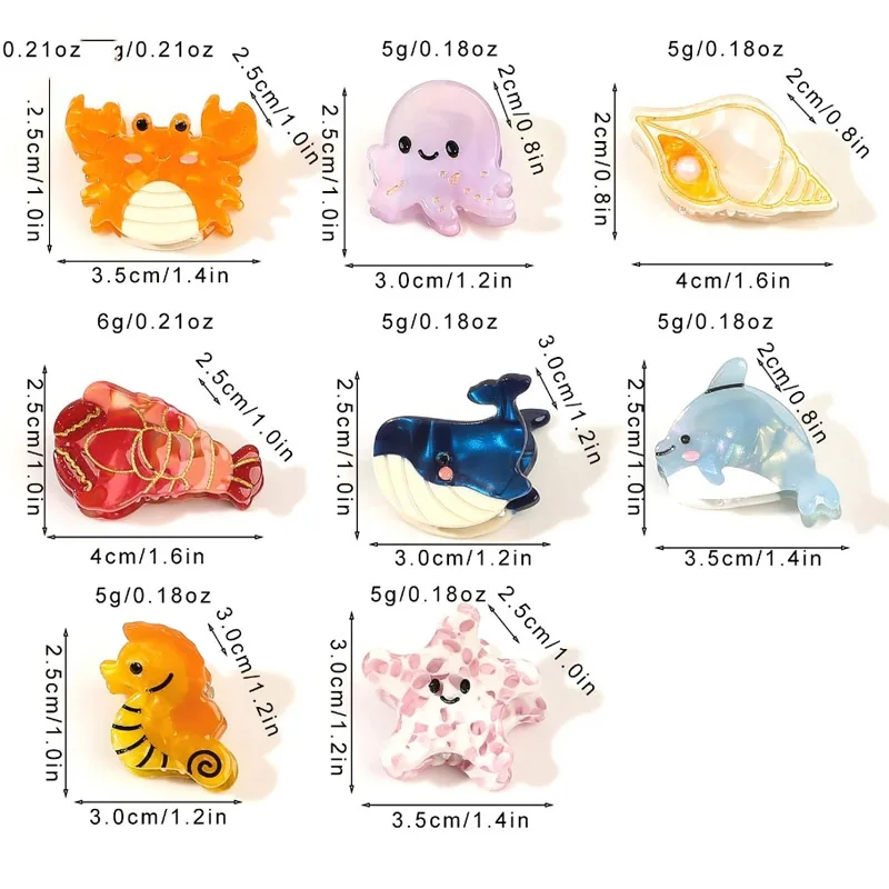 Creative Marine Organism Hairpins Interesting Cute Cartoon Small Hair Clip Starfish Jellyfish Mini Hair Accessories For Girls