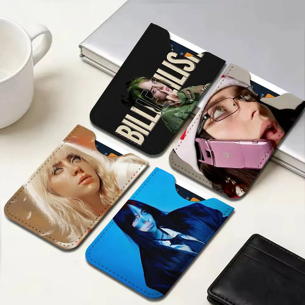 B-BillieS Singer E-EilishS Pu Leather Credit Card Holder Slim Business Cardholder Anti Theft Id Organizer for Men Women Outdoor