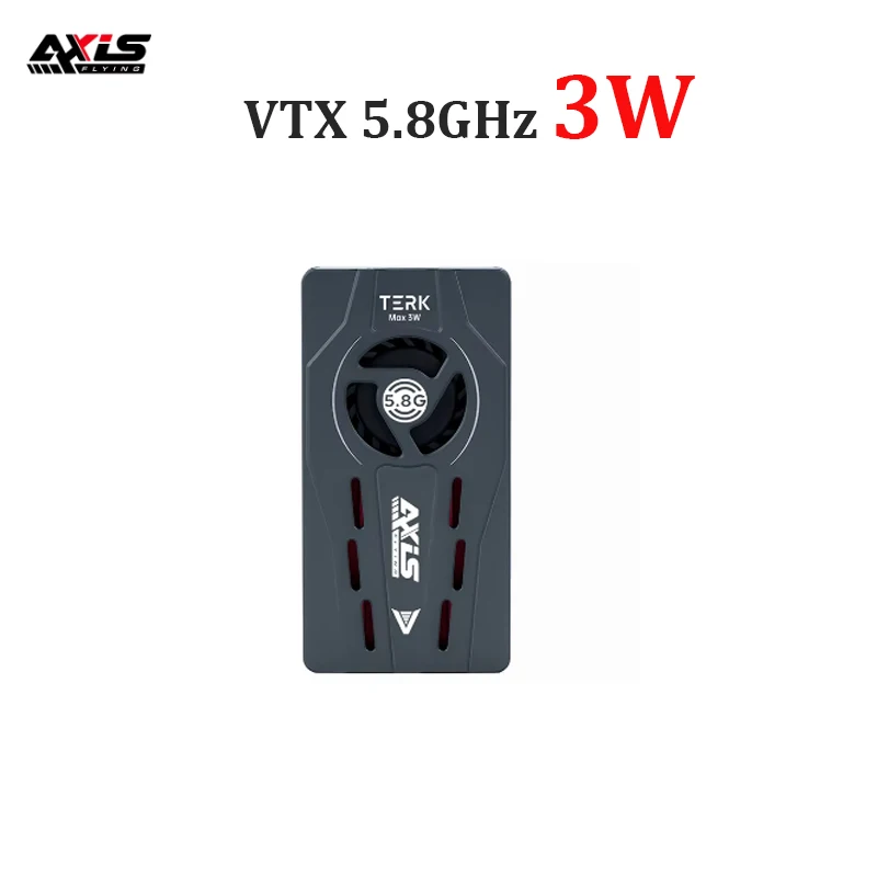 

Axisflying TERK Max 5.8G 3W VTX Fan with CNC Heat Sink Dual Function-Buttons Built in MIC Silent for Long Range RC FPV Drone