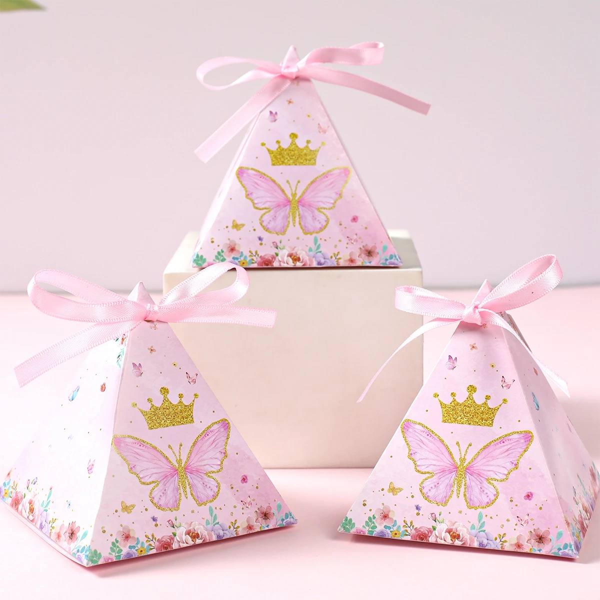 Butterfly Triangle Candy Box Chocolate Gifts Box Butterfly Birthday Party Decor Kids Girls Birthday Party Supplies Gifts Favors