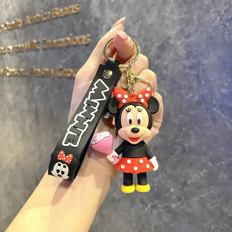 Disney Mickey Minnie Mouse Breloczek do kluczy Kreatywna kreskówka Nowy styl Moda Anime Breloczek do samochodu Gumowa lalka Breloczek do kluczy Kawaii Prezent na imprezę