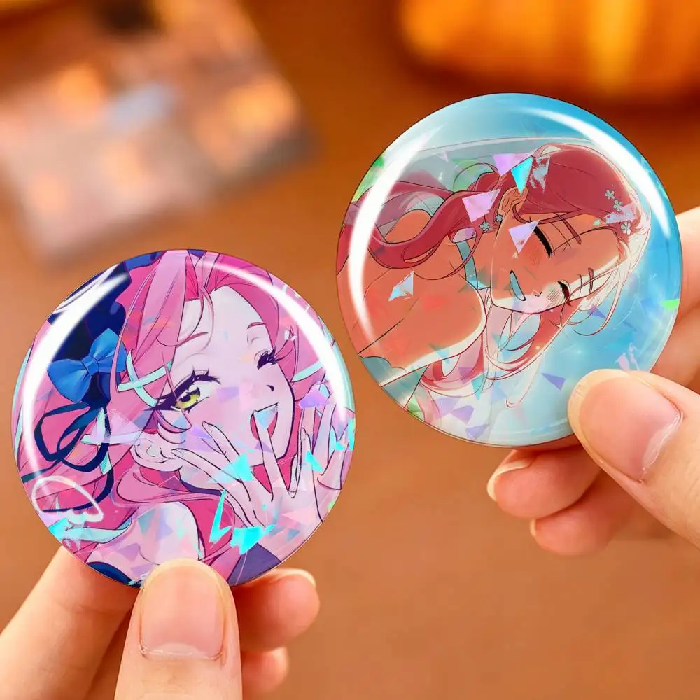 Cute M-Mizi A-Alien S-Stage Custom Tinplate Round Button Badges Pins Brooches for Clothes Backpack