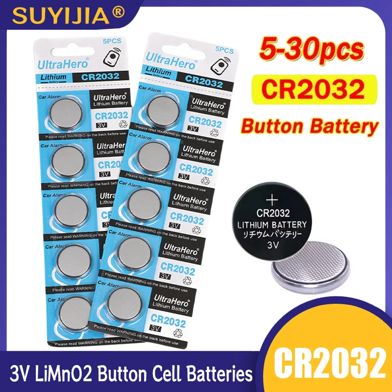 5-30pcs Original CR2032 CR 2032 3V Lithium Battery for Watch Calculator Clock Remote Control Toys Calculator Button Coins Cell