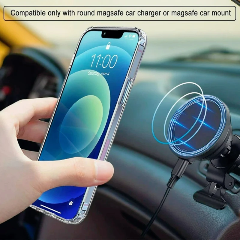 حافظة هاتف مغناطيسية شفافة مع مسند لهاتف آيفون 17 برو ماكس اير 16 15 14 13 12 غطاء صغير خفيف الوزن