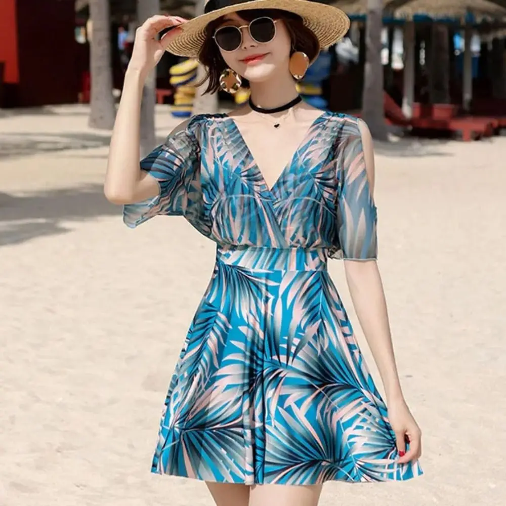 

Slimming Design Women's Swimsuit Plus Size Floral Korean Style Bikini Strapless Separate Pieces Thermal Spring Swimsuit