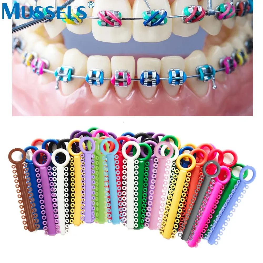 1040PCS=40Sticks Dental Orthodontic Elastic Ligature Ties Colorful Bands for Brackets Braces Dentistry Treatment Elastomeric Tie