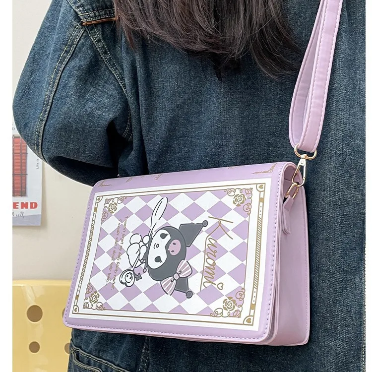 Sanrio-女性用シンナモロールクロミ財布,キルティングショルダーバッグ,PUクラムシェルハンドバッグ,コインポケット,漫画財布