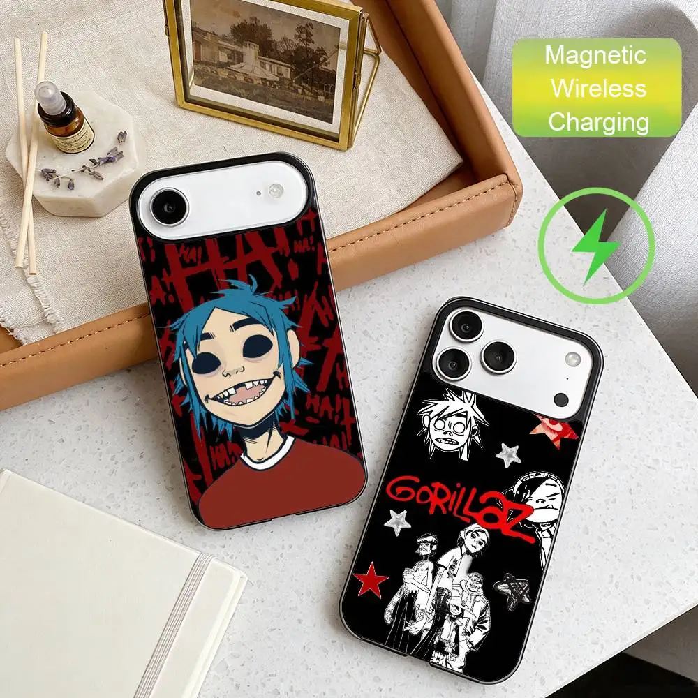 

G-Gorillaz Phone Case For iPhone17,16,15,14,13,12,11 Max Black Wireless Charging Protecitve Cover