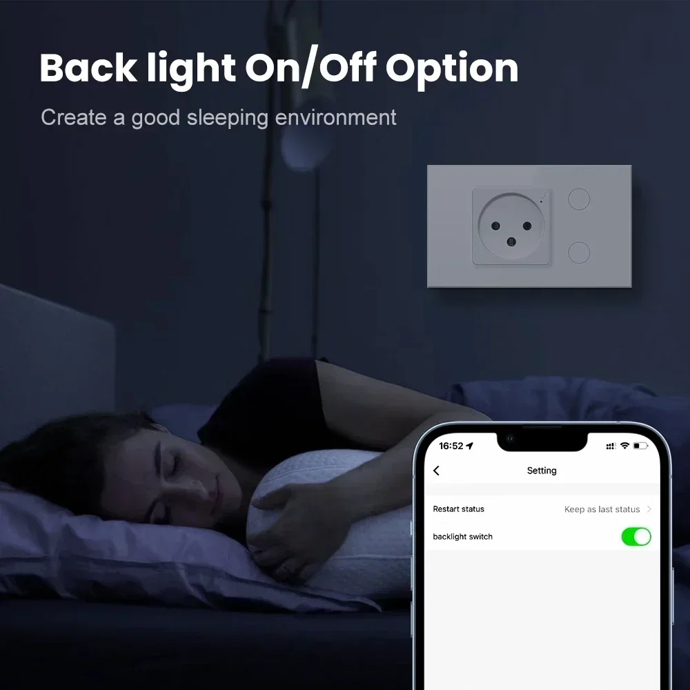 TNCE Israel Stand Tuya WiFi Wall Light Switch with Socket,Smart Life App Remote Control,Works With Alexa Google Home.