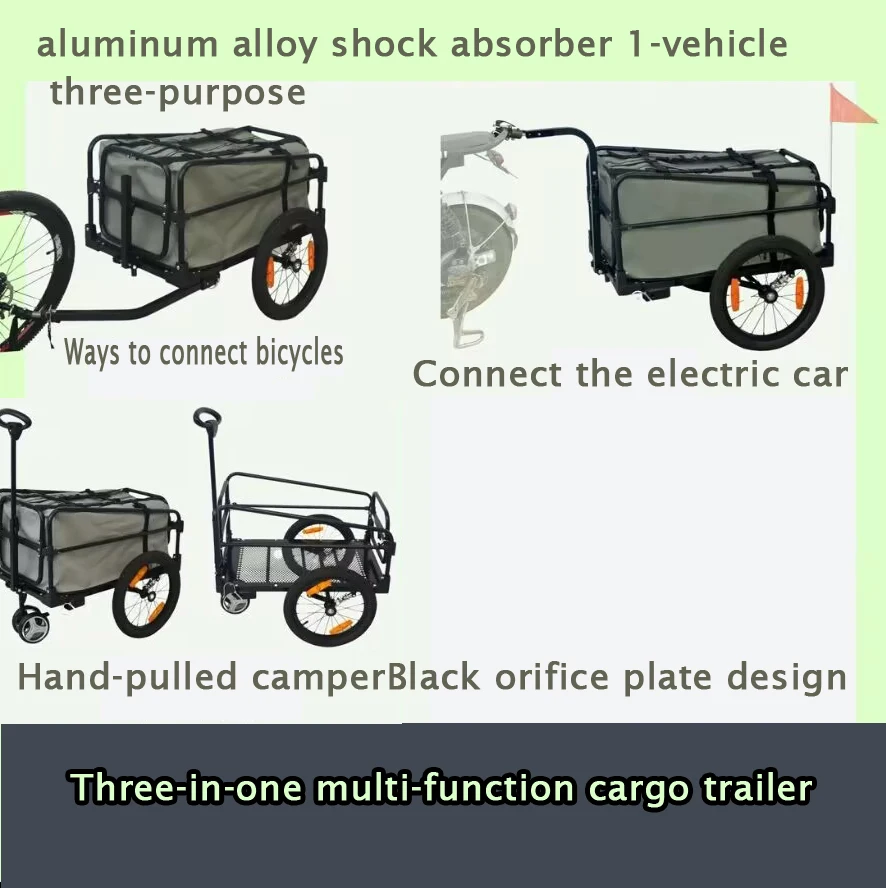 

Bicycle trailer luggage trailer aluminum alloy three-in-one function riding trailer camping small trailer goods trailer folding