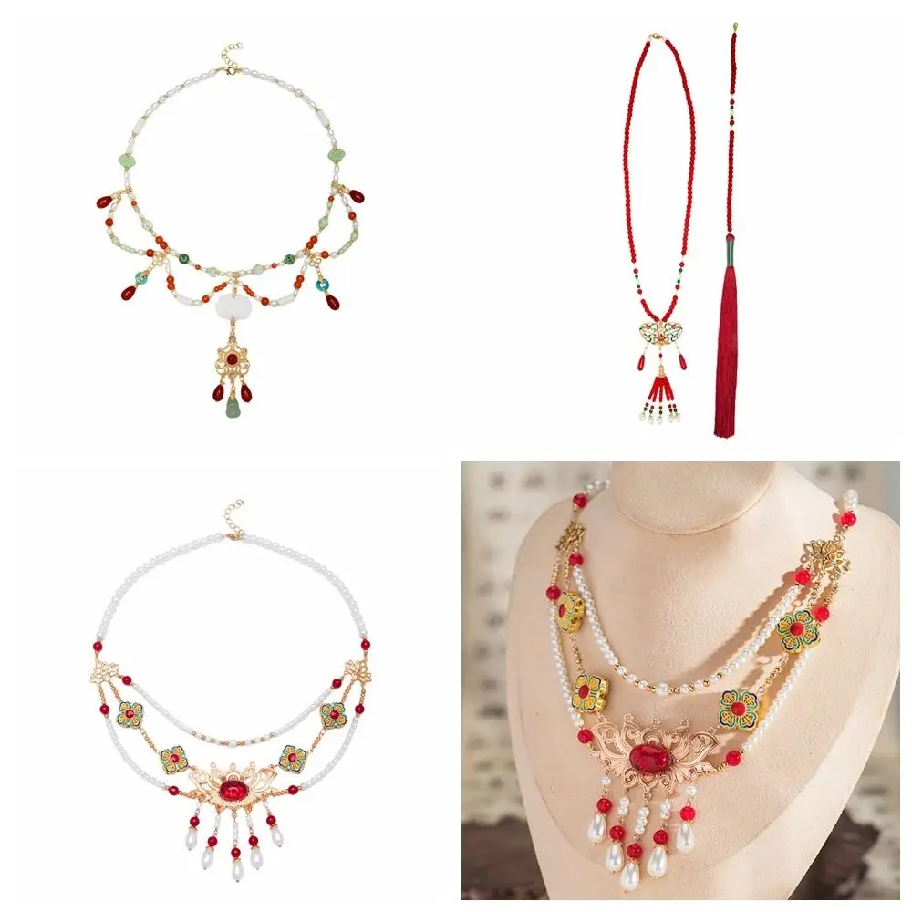 Tang Ming Song Dynasty Hanfu Ruyi Pendant Pearl Clothing Accessories Horse Face Skirt Necklace Ethnic Style Elegant