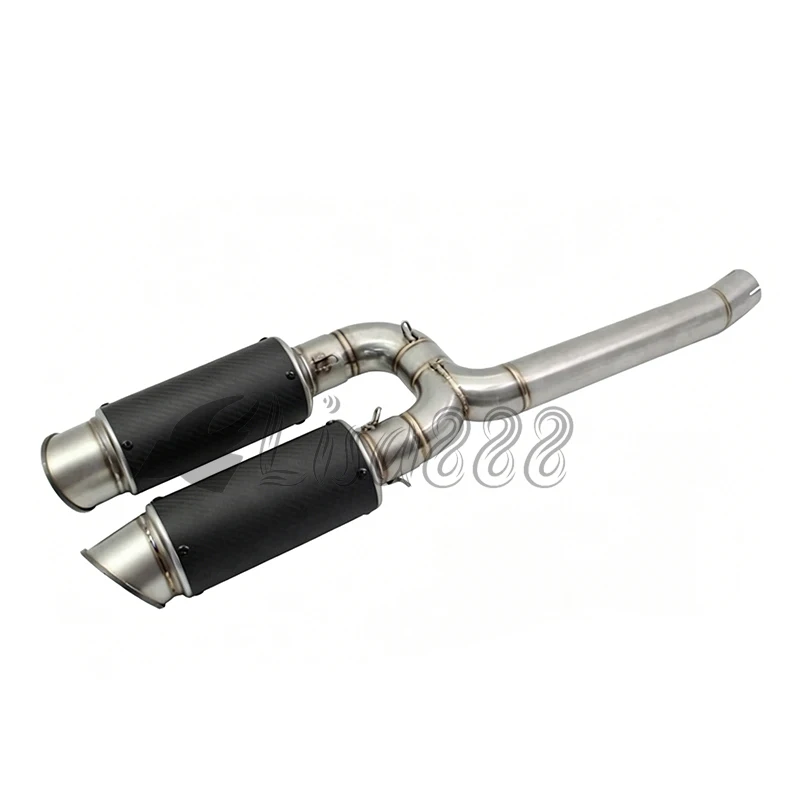 Laser/Sticker Motorcycle Full System Middle Pipe Link Tube 2PCS Exhaust Muffler Motorcycle Accessories For Yamaha FZ6 FZ6N FZ6S view 2