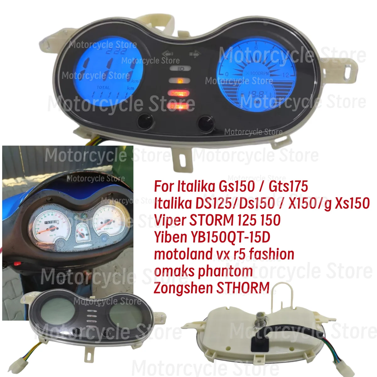 Led Multi-functional Gauges Dashboard For Italika Gs150 Gts175 Motoland vx r5 fashion Omaks phantom Motorcycle Speedometer Assy