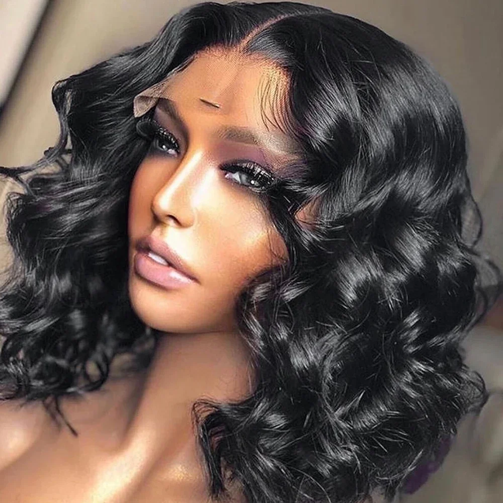 Body Wave Short Bob Lace Front Human Hair Wigs For Women 13x4 HD Transparent Lace Frontal Wig Glueless Wig Pre Plucked