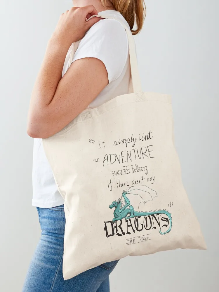 

J.R.R. Tolkien Dragon quote Tote Bag ecological bags tote bags aesthetic Canvas stote bag tote bag men