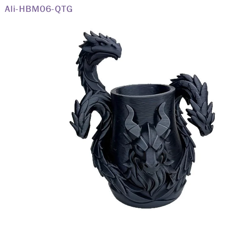 [New] 1Pcs Creative 3D Printed Dragon Pen Holder Three Headed Dragon Desktop Organizer Monster Desk Organizer Multi-Functional