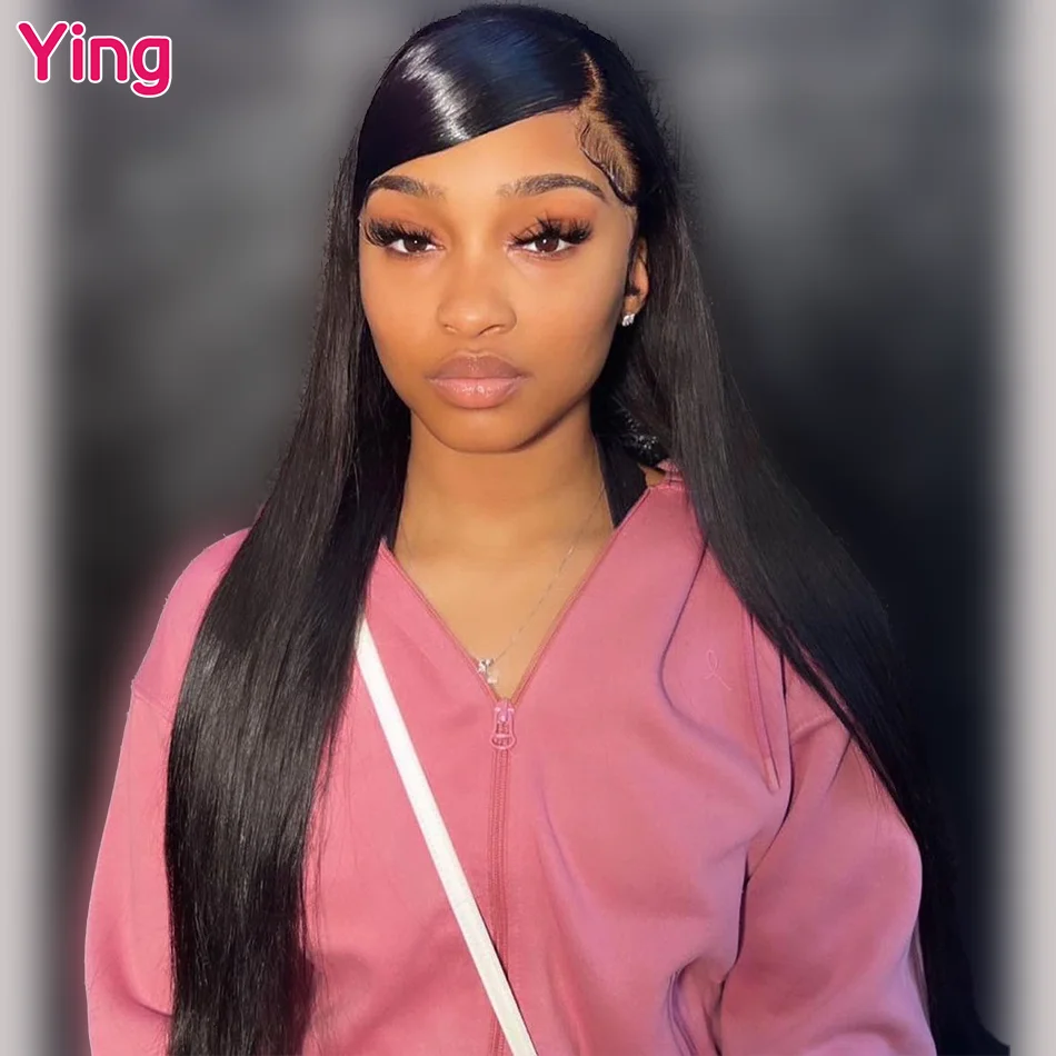 Ying 250% Trinidad Blue Colored Bone Straight 13x6 Lace Frontal Human Hair Wigs 5x5 Lace Closure Wig PrePlucked With Baby Hair