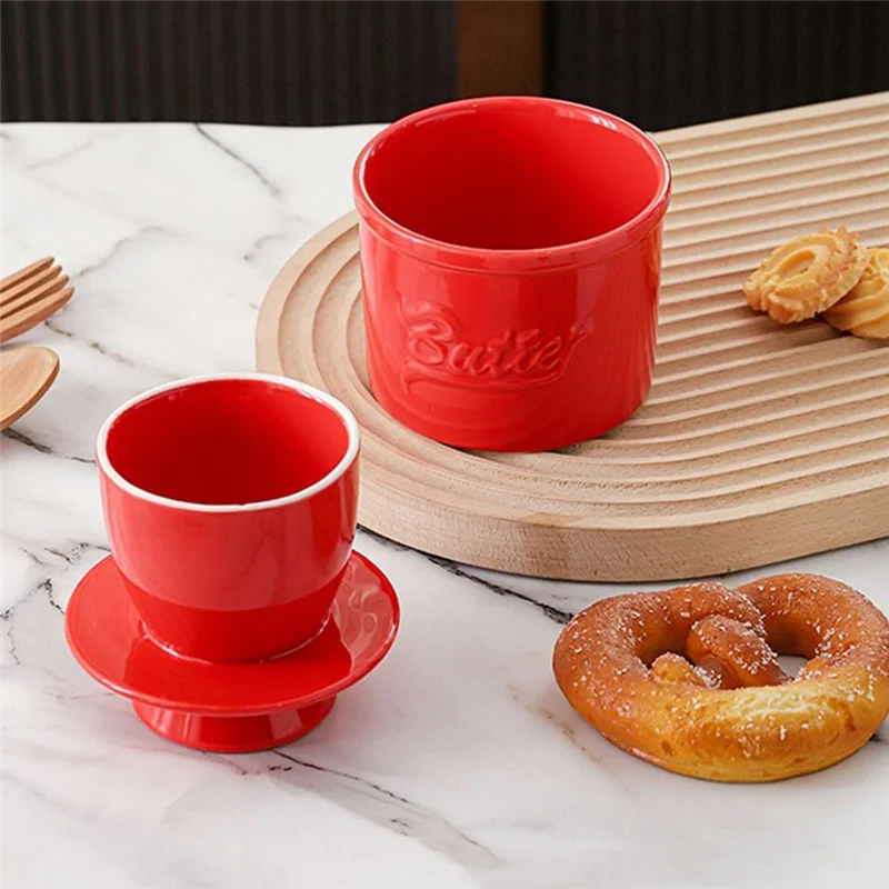

【MEET】Thickened Keep Fresh Butter Keeper With Lid Glossy Finish Handmade Bell Crock Dish For Home
