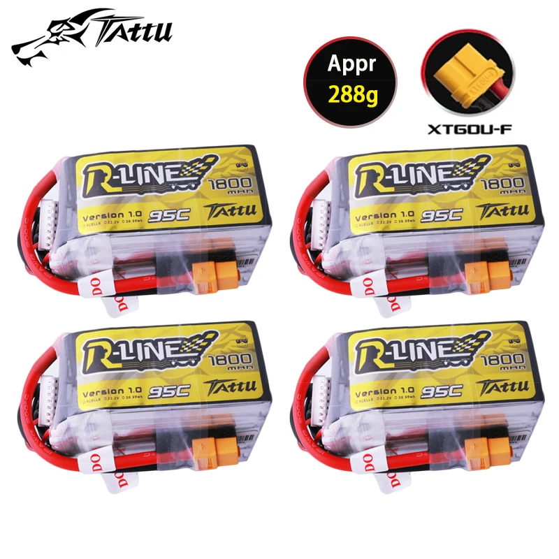 

TATTU-R-LINE 1.0 95C 1800mAh 22.2V Lipo Battery For RC Helicopter Quadcopter FPV Racing Drone Parts 6S Rechargeable Battery