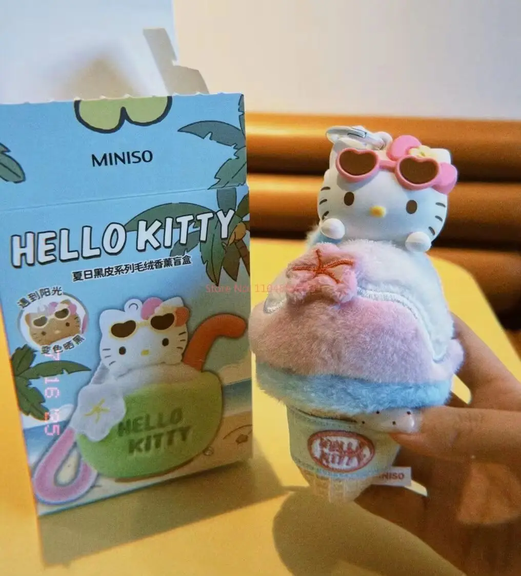 100% حقيقية Hellokitty الصيف سلسلة جلدية سوداء صندوق أعمى Kawaii قلادة البخور دمية صندوق غامض أنيمي الشكل جمع #6