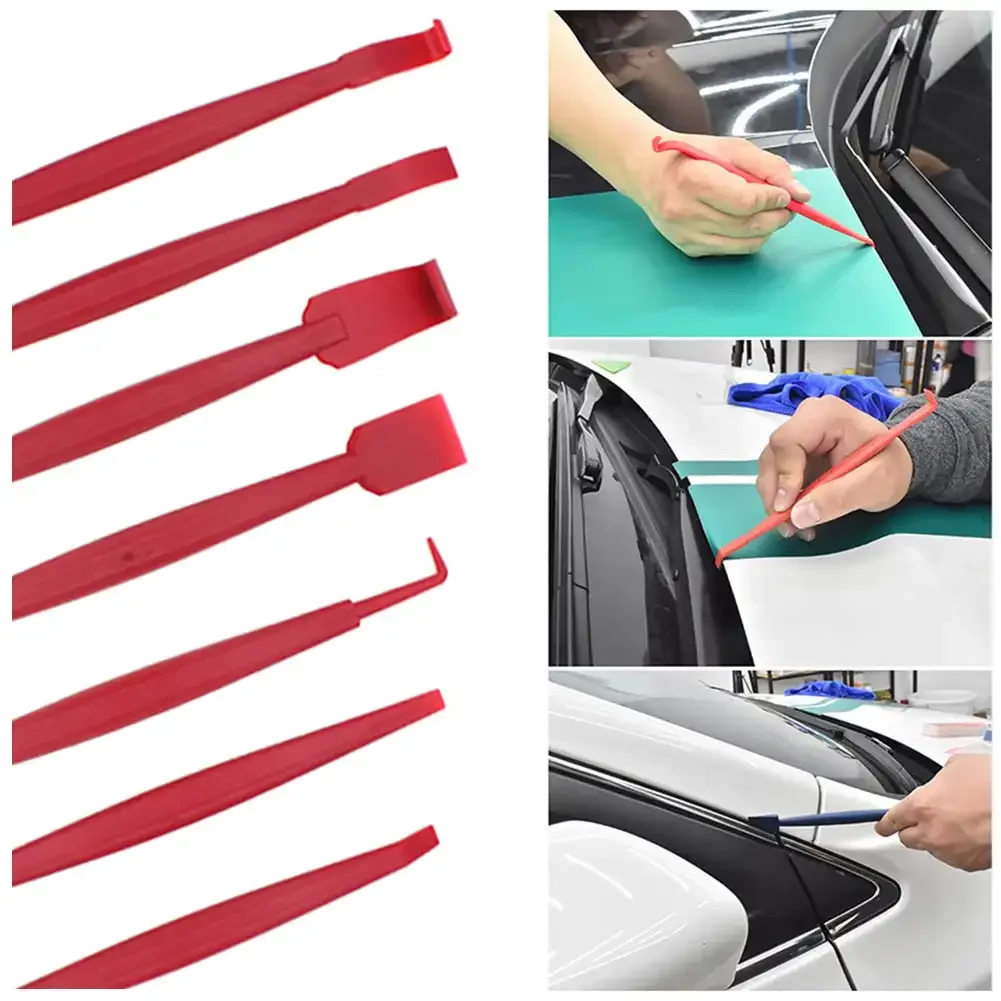 7pcs Car Film Wrapping Blades Kit Rubber Scraper Window Vinyl Wrap Squeegee Ice Remover Cleaning Wash Squeegee Snap-off Tools