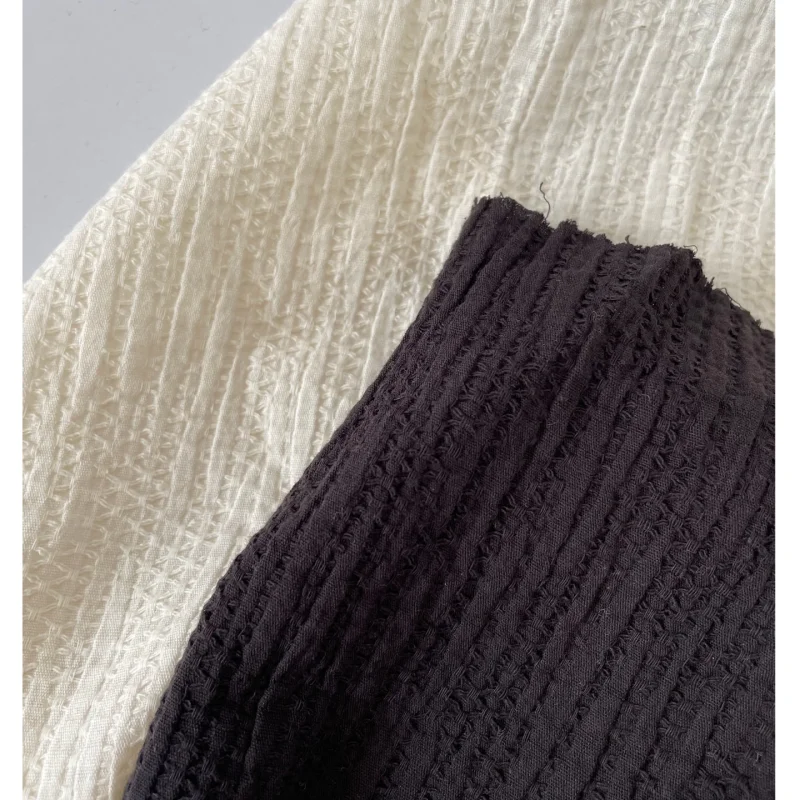 

Black and white embroidered cotton fabric for spring and autumn clothing, diy handmade fabric
