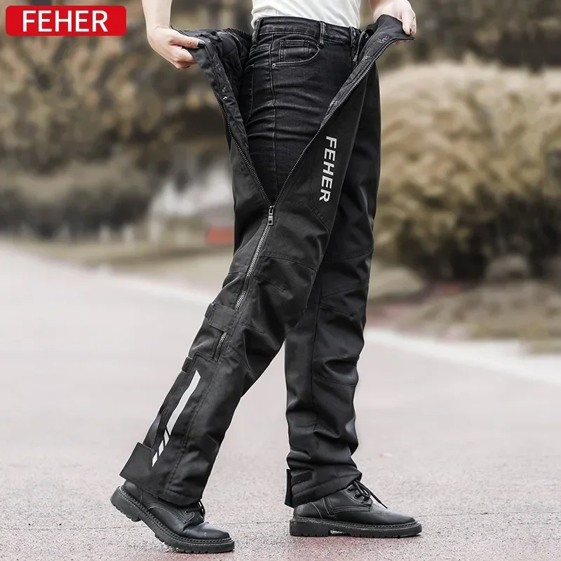 Feher Motorcycle Pants Autumn and Winter Waterproof Fast Detachable Motorcycle Fast Detachable Thermal Pants for Men and Women