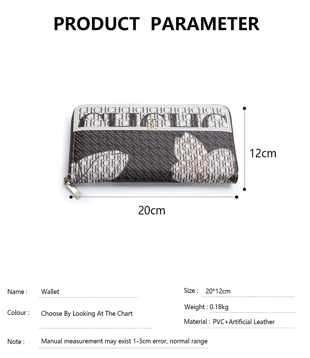 CH Damen Lange Reißverschluss-Geldbörse Vintage Monogramm Niedliches Bärenmuster Große Kartenfächer Geldbeutel Mit Verpackungsbox Tägliche Münz-Clutch – Detail 2