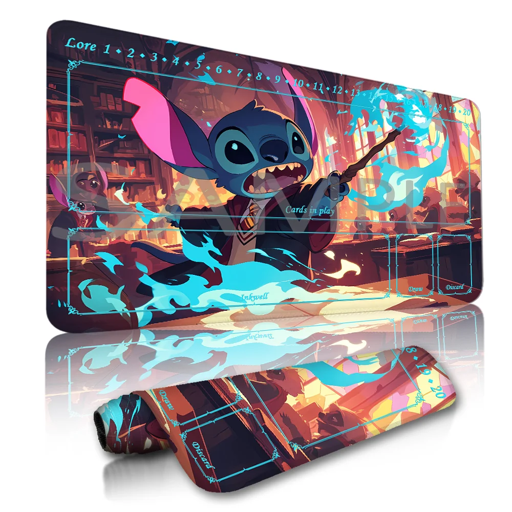 Lorcana playmat saco de armazenamento gratuito tamanho 24x14in jogo de cartas de negociação tapetes protetores resistente a riscos durável mouse pad 14