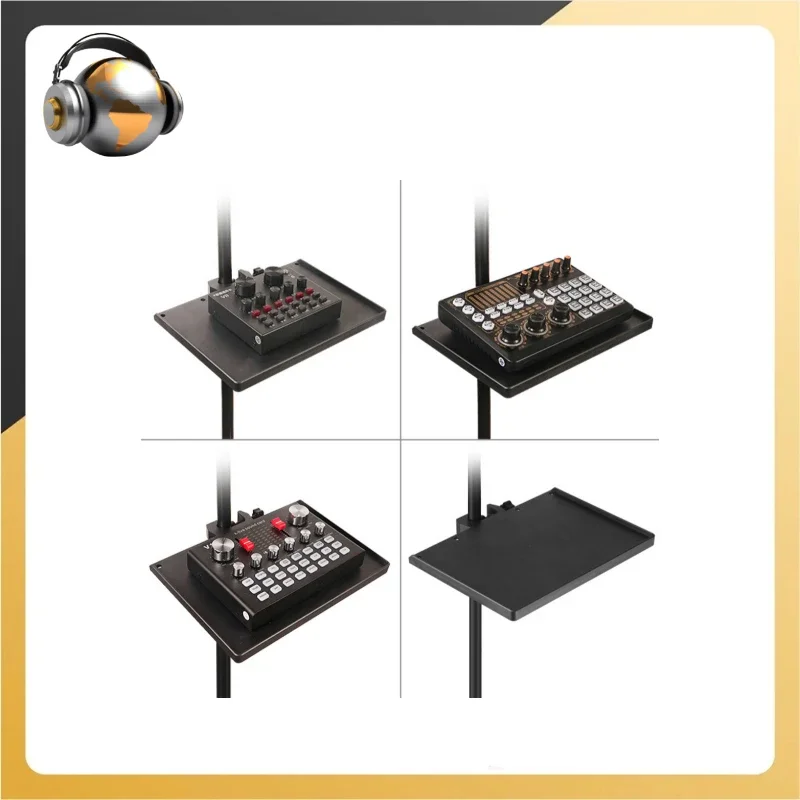 

Microphone Tray Mount Stand Shelf Serving Trays Adjustable Storage Clamp Rack Clamp On Sound Card Holder For Live MIC Tripod Sou