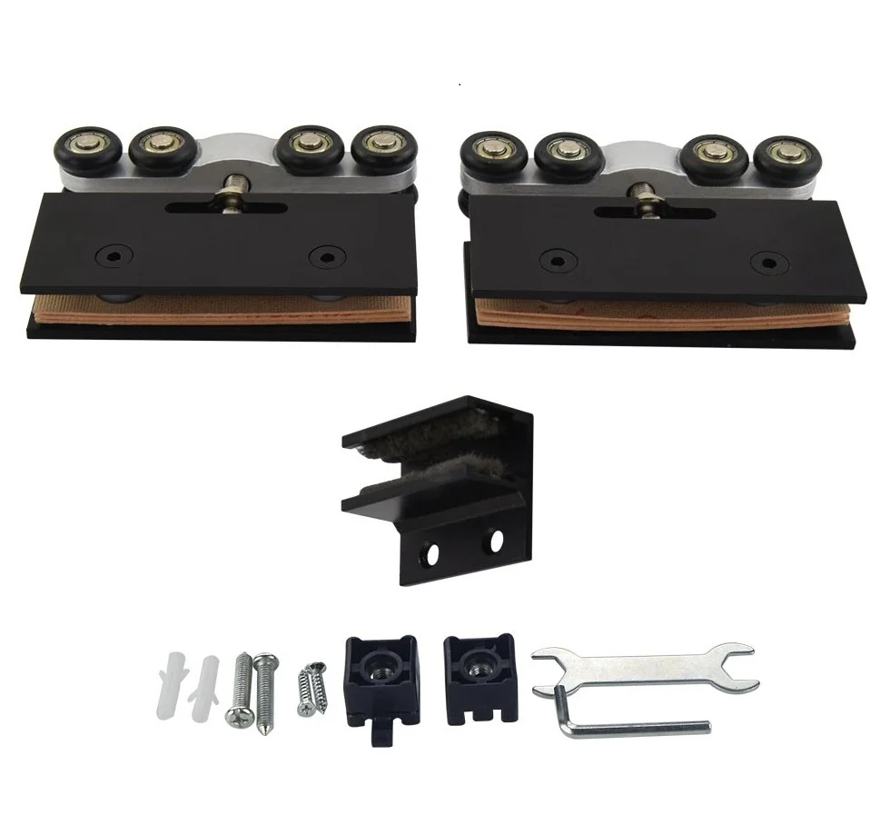 1Set Stainless Steel Top Hung Frameless Sliding Glass Door Roller Wheel Kit Bath Shower Enclosure Matte Black Rose Gold