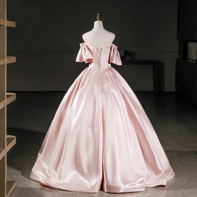 فستان حفلات وردي أنيق 15 فساتين Quinceanera فستان حفلة موسيقية كلاسيكي من الساتان فستان بعمر 15 عامًا لـ Quinceanera مخصص