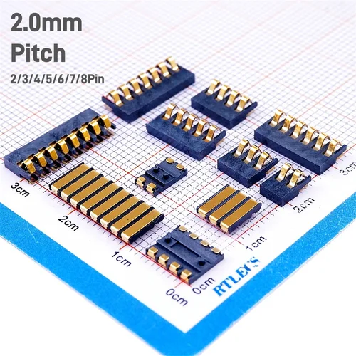 암수 표면 마운트 PCB 모듈러 커넥터 배터리, 용수철 압축 접점, 2.0mm 피치, 2 3 4 5 6 7 8 핀, 5 20 50 개 