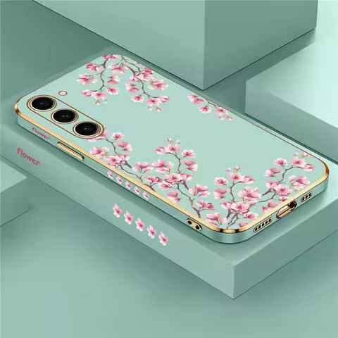 S24 S23 S22 S21 Flower Case For Samsung Galaxy S10 Plus S20 S21 FE S22 Ultra NOTE 20 10 Lite Silicone Plating Phone Cover Coque