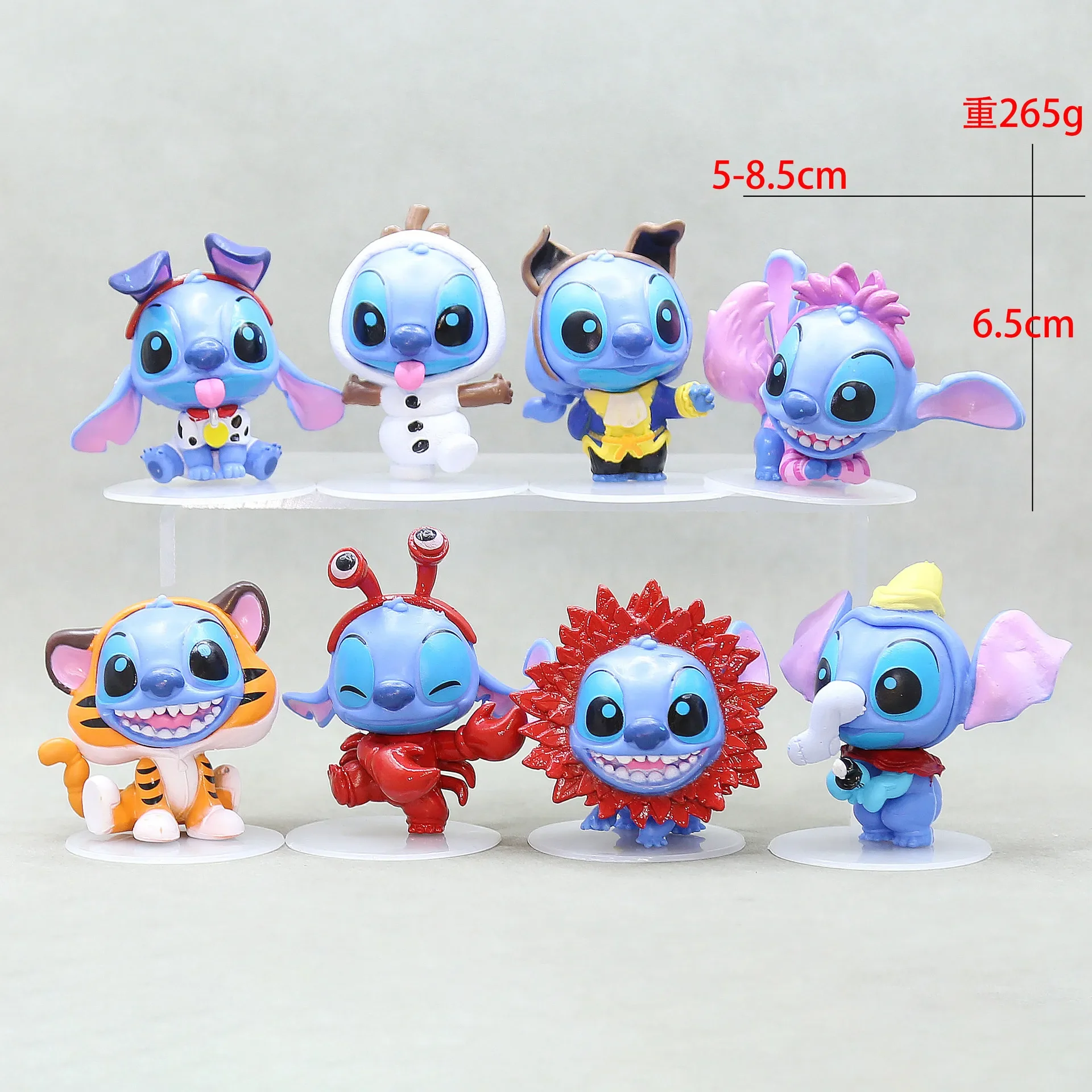 2025  8pcs/set Figur Model Mainan Stitch Perayaan Ulang Tahun ke-100 7.5cm