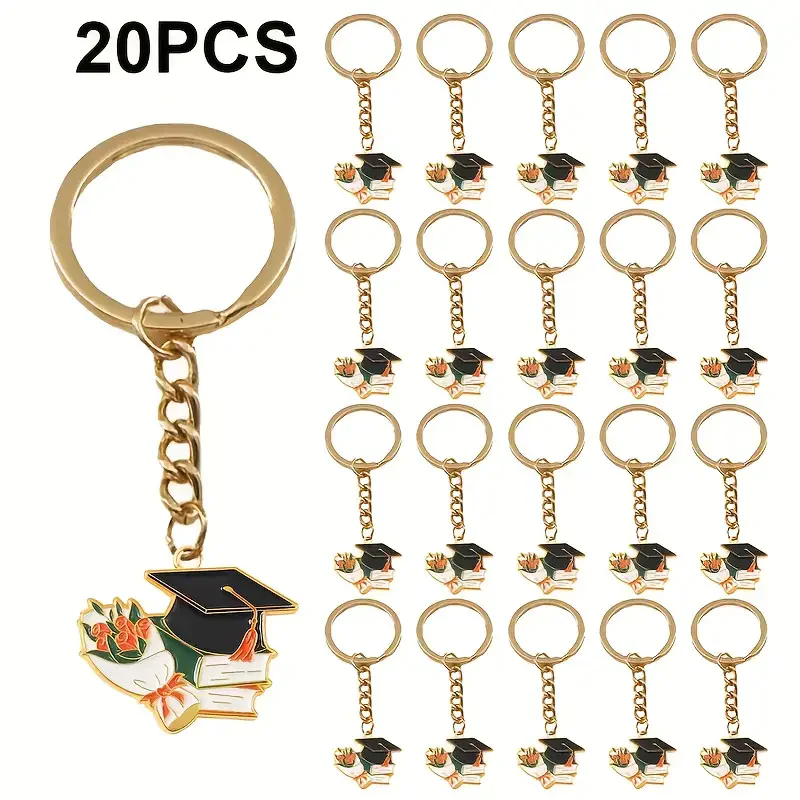 Abschluss-Schlüsselanhänger 5 Stile Bachelor-Mütze Diplom Buch 20 Stück Legierung Emaille Großpackung Abschluss-Geschenke Souvenir-Geschenk – Detail 12
