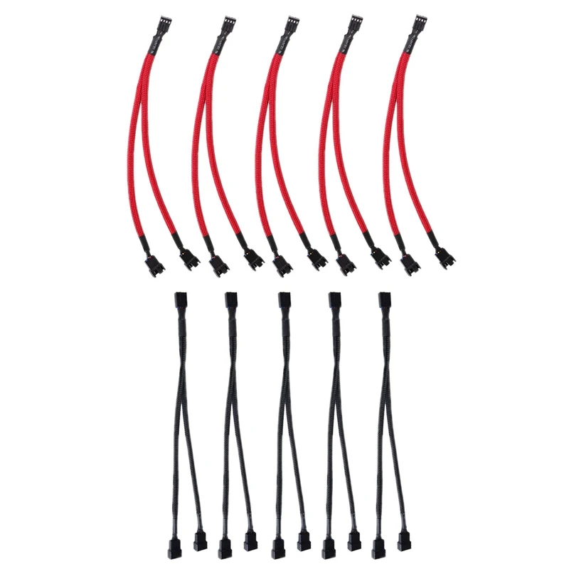 5 قطعة 4 دبوس تمديد كابل PWM مروحة الفاصل كابل الفاصل وحدة المعالجة المركزية مروحة الأكمام محول الرصاص خط موصل كابل أسود