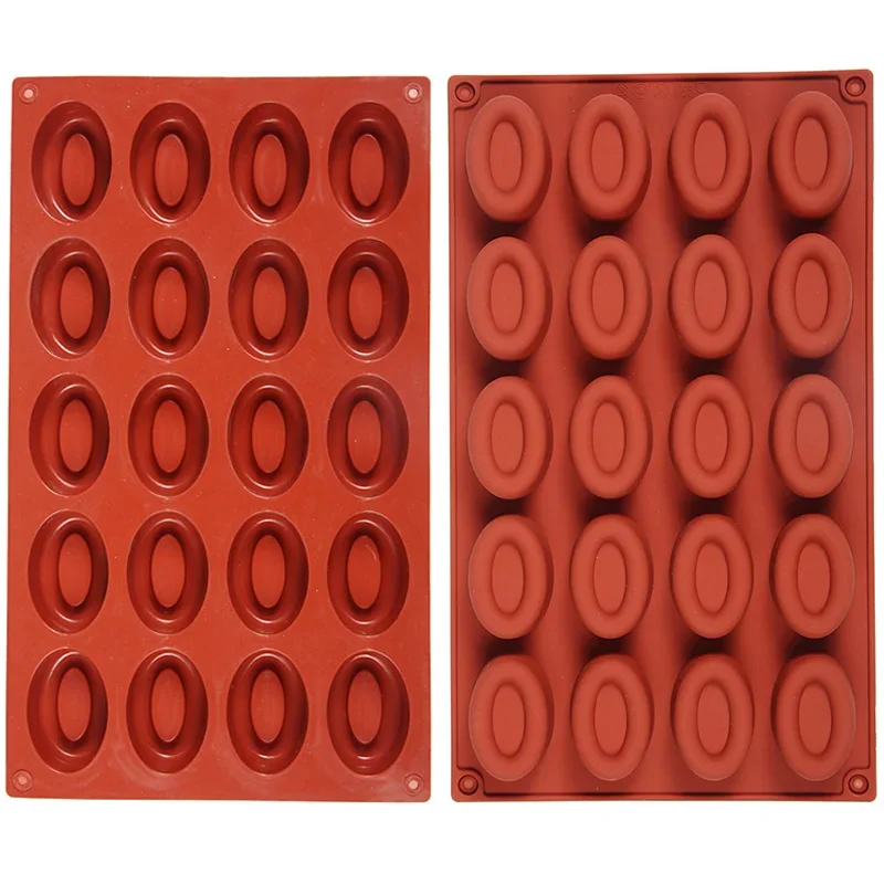 Molde de silicona ovalado de 20 cavidades para jabón Savarin, molde para muffins y cupcakes, molde para gelatina, arcilla polimérica, manualidades, arte, bricolaje, herramientas de cocina para hornear