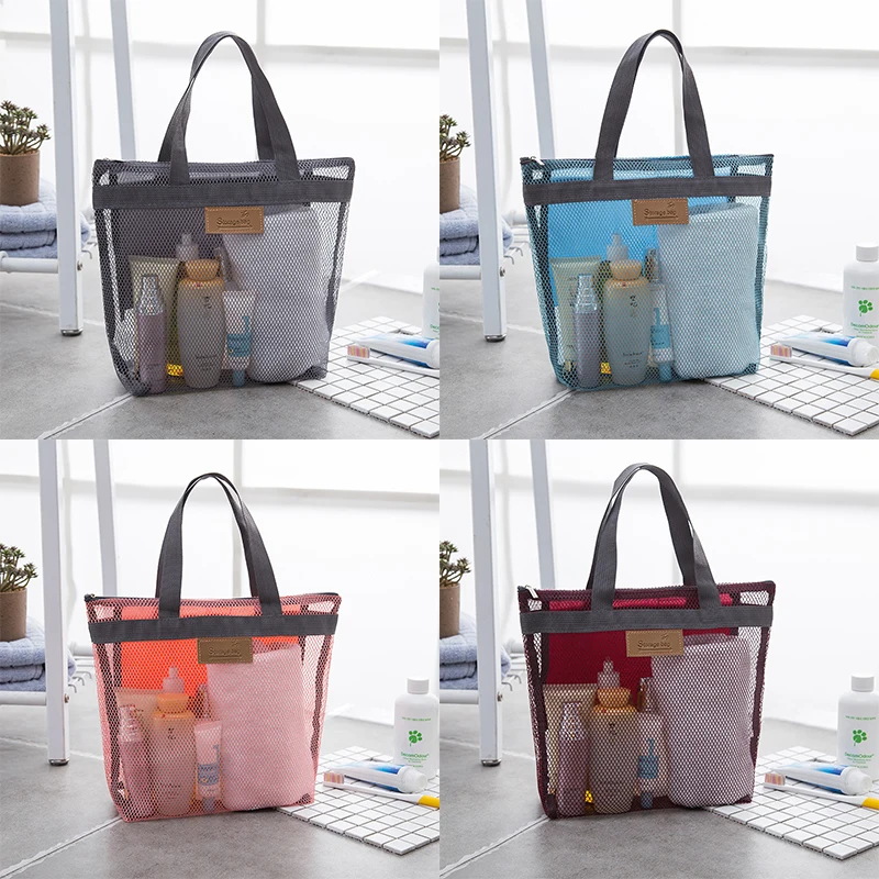 Seaside Beach Tote Storage Bag Outdoor Swimming Travel Makeup Wash Store Mesh Shopping Bag