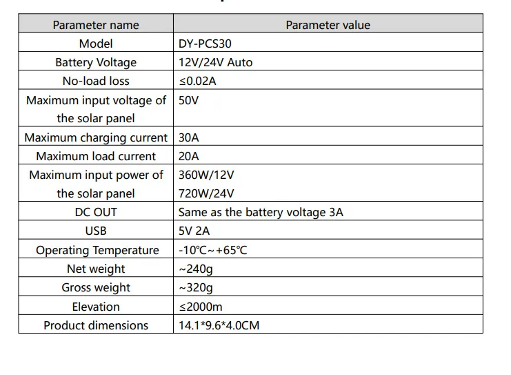 

Контроллер заряда солнечных батарей PWM 12В/24В 30А с ЖК-дисплеем с подсветкой для жилых домов и автодомов